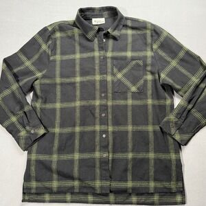 Hester & Orchard Black Green Plaid Flannel Button Down Shirt Casual‎ Grunge M